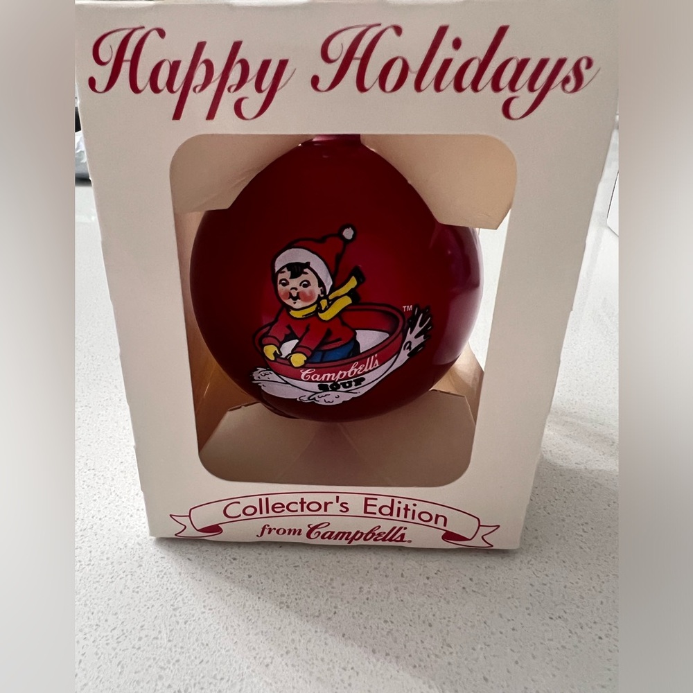 Campbell's Soup 1997 Ornament Anniversary Collector's Edition Happy Holidays Red